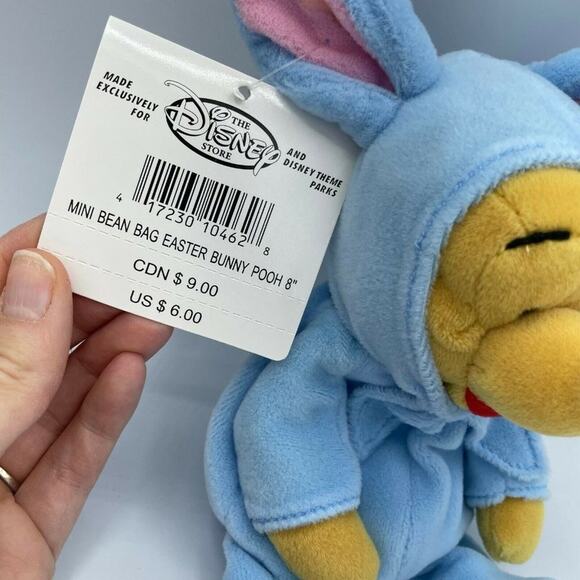 Disney Blue Mini Bean Bag Easter Bunny Pooh Lightweight Plush Stuffed Animal - Picture 7 of 7